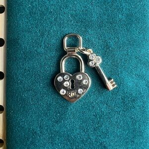 Gold tone CC lock and key zipper pull replacement/charm